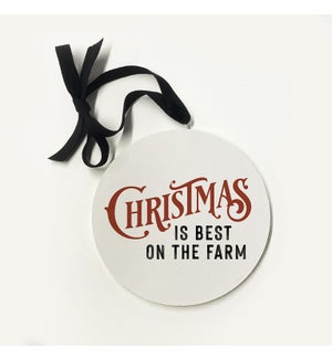 White Cow With Red Santa Hat Ornament